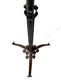 Art Deco Patinated Wrought Iron Floor Lamp, 1930s